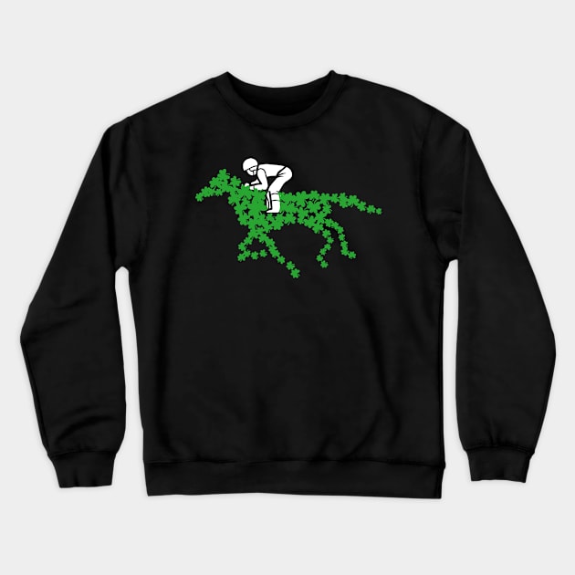 Race Horse Shamrock with Jockey Horse Funny lucky racing lover Crewneck Sweatshirt by Artstastic